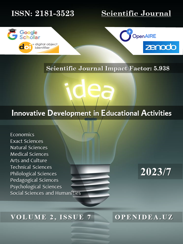 					View Vol. 2 No. 7 (2023): Innovative Development in Educational Activities (IDEA)
				