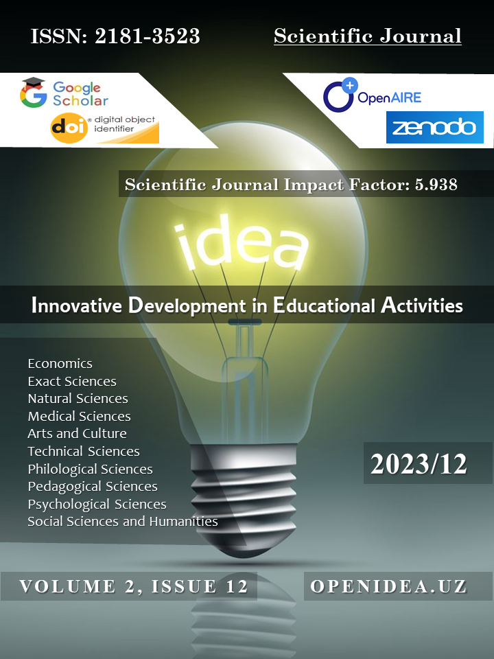 					View Vol. 2 No. 12 (2023): Innovative Development in Educational Activities (IDEA)
				